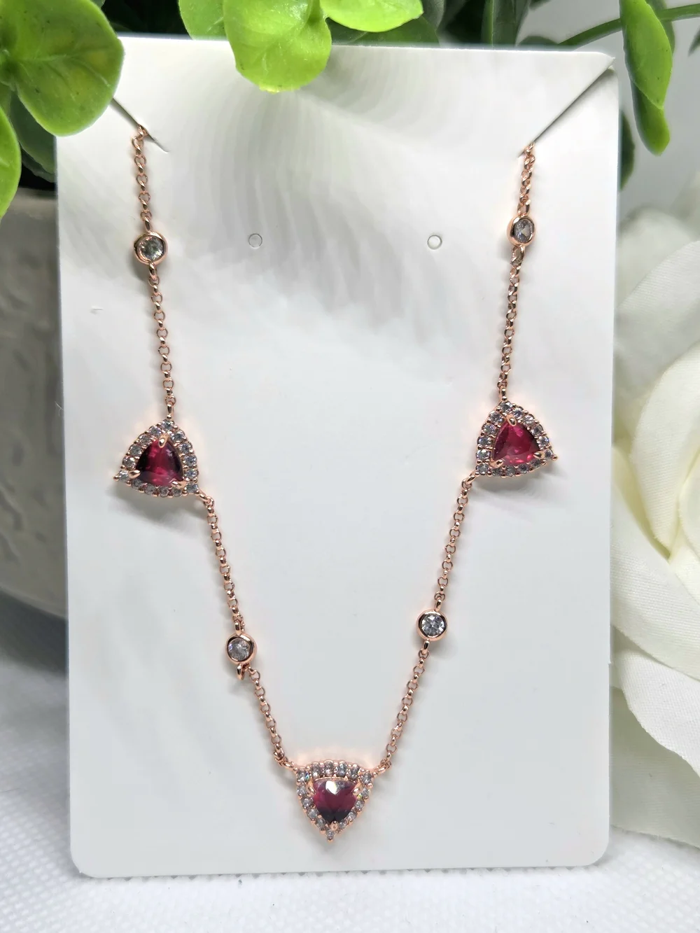 BP Rose Gold Pink Triangle Pendant Necklace